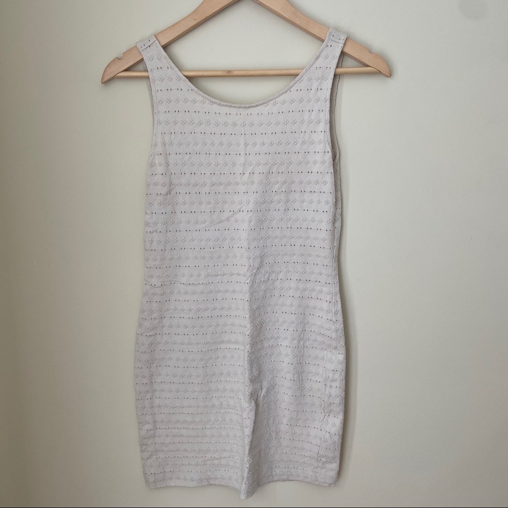 Kimchi Blue tan mini dress mini dots pattern